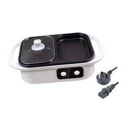 generic LR Decor E-Shop Electric Hot Pot with Grill Roasting Pan with Shabu for Home Apartments Soup image 3