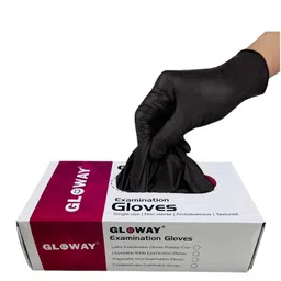 Gloway Powder Free Nitrile Gloves, Food Grade | Durable, Comfortable Fit | Ideal for Food Handling, Medical, and Household Use | Latex-Free, Non-Sterile, Disposable Gloves - Black-Pack of 80(Large) image 1