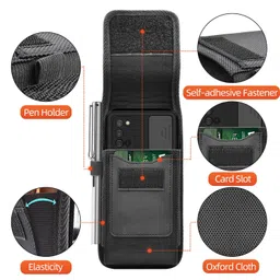 heavy driver Phone Holster for Men Belt Clip Pouch, for iPhone 14 Plus, Pro Max, 13, 12, 11 and More, 6.8" Nylon Cell Phone Holster Mobile Card Holder Case (XL, Black) image 2