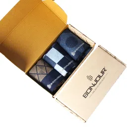 bonjour Cotton Designer Office/Business/Formal Crew Calf Length, Multicolor Socks For Men - Pack Of 3 image 4
