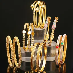 zeneme Trendy Combo Gold Plated & Coloured Stone Bangles for Women & Girls. Wear & Change Daily Type of Combo. A Set of 6. image 2