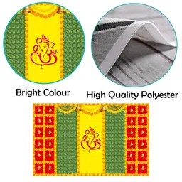 Party Propz Backdrop for Pooja - 1Pc (8ft*5ft) Haldi Decoration Items for Home, Traditional Cloth Banner Set image 4