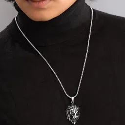 yellow chimes Pendant for Men and Boys Silver Pendants For Men | Stainless Steel Black Pendant Chain for Men | Birthday Gift for Men and Boys Anniversary Gift for Husband image 3