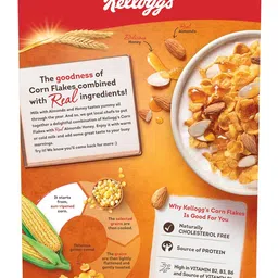 Kellogg's Corn Flakes Real Almond Honey 300g| High in Iron, Vitamin B1, B2, B3, B6 & C | Naturally Cholesterol Free | Corn Flakes, Breakfast Cereal image 3