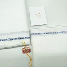 raymond Men's Combo of Unstitched 100% Pure Linen White Shirt and Trouser Fabric Set - Gift Pack (White_Free Size) image 5