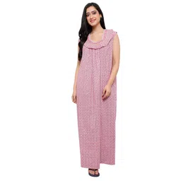 cierge Women's Cotton All Over Print Maxi Sleeveless Smoking Nighty (Free Size; Pack of 3) Multicolour image 2