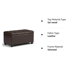 ABSARS Storage Ottoman Bench with Hinged Lid, Faux Leather for Bedroom Living Room HallwayDark Brown (Brown) image 5