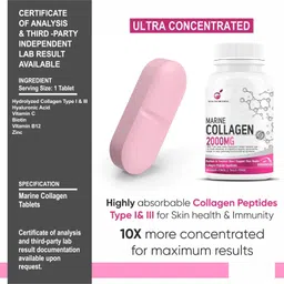 goa nutritions Marine Collagen-Supplements-Powder for Skin, Hair Supplement for Men, Women with Hyaluronic Acid, Biotin & Vitamin C, B12, Hydrolyzed Protein Peptide Builder-60 Tablets image 5