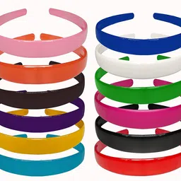 redchimes Multicolor Simple Fancy 20 mm Wide Plastic Teeth Comb Shine Hair Bands Hair Accessories For Girls and Women (Pack Of 12) image 1