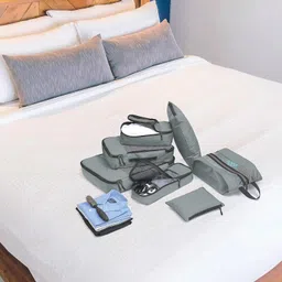 fatmug Packing Cubes Travel Bag Organiser Set of 10(1L, 2M, 2S, 1Slim,2 Shoe & 2 Laundry pouch)-Grey image 4
