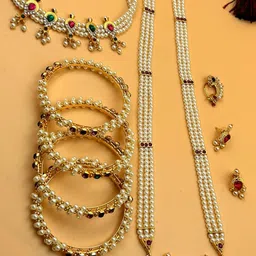 antique jewellery Women New Maharashtran Combo Pack Of Tanmani And Bangles Set image 2