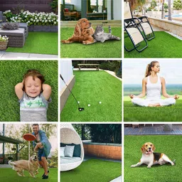 h b msala (device) HBM 20 MM Artificial Grass Turf Indoor/Outdoor Rug Synthetic Lawn Grass Carpet, Easy Installation Multi-use Astroturf, Pets Dog Turf with Drain Holes (2FT X 7 FT) image 2