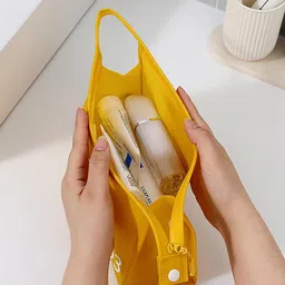 house of quirk Toiletry Bag for Women Travel Macaron Jelly Toiletry Bag Travel Makeup Bag Hanging Toiletry Bag for Men Toiletry Bags (Yellow) image 2