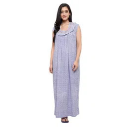 cierge Women's Cotton All Over Print Maxi Sleeveless Smoking Nighty (Free Size; Pack of 3) Multicolour image 5