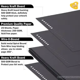 Lakeer Black Sketchbook - 8x8 inch|250 GSM-25 Sheets, for Sketching, Drawing, Panting, etc image 3