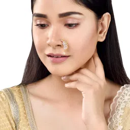 saraf rs jewellery AD studded Handcrafted Nose Ring image 2