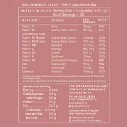 earthful Multivitamin for Women | 100% Plant, Non-Synthetic | With Biotin, Zinc, Vitamin C, D3 for Immunity, Hair, Skin, Bones & Overall Wellness | 60 Capsules image 4