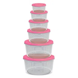 MILTON Store It Round Plastic Food Storage Container Set of 6 with Air Tight Lid (200ml, 400ml, 600ml, 1L, 2L & 3L) Fridge Boxes, Multi-Purpose Leakproof Box for Vegetable Snacks Kitchen Bowl, Pink image 4