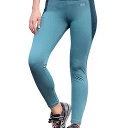 clovia Women's Snug Fit Activewear Ankle Length Tights with Pocket in Blue image 1