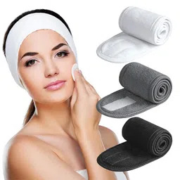ayushicreationa Facial Spa Headband 3 Counts Adjustable Makeup Hair Band with Magic Tape,Head Wrap for Face Care, Makeup and Sports image 1