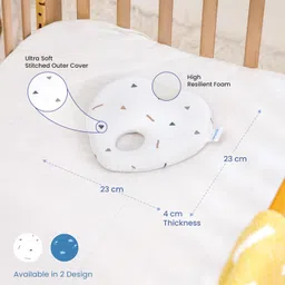 Cherilo Memory Foam Head Shaper Baby Pillow for New Born 0-12 Months, Baby Head Corrector Pillow to Prevent Flat Head Syndrome, 23x23x4 Cm, Cherry Shape - Fancy Triangles, White image 3