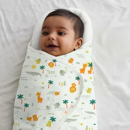 TIDY SLEEP Baby Swaddle Wrappper Adjustable for Newborn || 100% Cotton Soft || Newborn Blanket for 0-3 Months (Jungle Safari) image 1