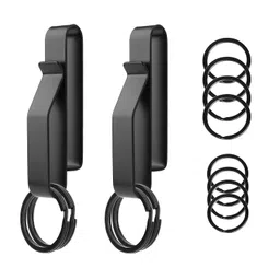 ZoloAJay 2 Pack Belt Key Clip Key Holder with 12 Pcs Key Rings Stainless Steel Tactical Stealth Belt Loop Holder image 1