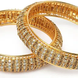 sukkhi Traditional Gold Plated Red And Green Kada Bracelet Bangle Jewellery Set for Women & Girls image 5