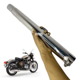 Dhe Best Bike Bend Pipe Catalitic convertor Silencer Exhaust Connector Chrome for BS6 Model Compatible with RE Reborn Classic 350 image 1