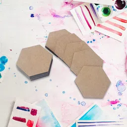 venuscribe (Set of 18) 4 Inch Hexagon MDF Boards for Art and Craft, 2.5mm Thick - Ideal for Painting, Decoupage, Pyrography, Engraving, Coaster Making, Fridge Decoration, Resin, Mandala and Lippan Art image 3