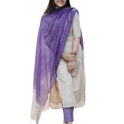 gosriki Women's Rayon Blend Straight Solid Kurta with Pant & Dupatta image 1
