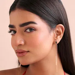 yellow chimes Danglers Earrings for Women | Rose Gold Earrings for Girls | Fashion Women Earrings | Stainless Steel Long Chain Dangler Earrings | Birthday Gift For Girls Anniversary Gift for Wife image 5