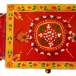 Purpledip Wooden Box 'Festive Elephant': Unique Shape & Artistically Handpainted Box with Lid (11286) image 4