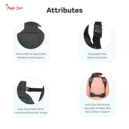 Magic Seat New Born Baby Carrier Bag with 4 Comfortable Carrying Positions for 4 to 24 Months|Max Weight 15Kg|Padded Neck & Shoulder Support Lightweight (Black) image 2