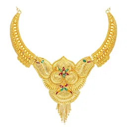 sukkhi Ethnic 24 Carat Gold Plated Floral Meenakari Choker Necklace Set for Women (SKR67387) image 5