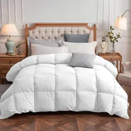 MeckHome Culture 800 Series Quilted Comforter 300-GSM Soft/Fluffy Hypoallergenic Comforter/Quilt/Dohar/Rajai for (60" x 90" Inches) Single Bed Comforter - White, Microfiber image 2