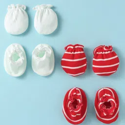 Ben Benny Interlock Knit Mittens & Booties Set with Stripes Pack of 2 - Red & White-picture-24