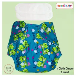 Sparkle Joy Free Size Reusable Cloth Nappies With 2 Smart Dry Inserts - Green-picture-24
