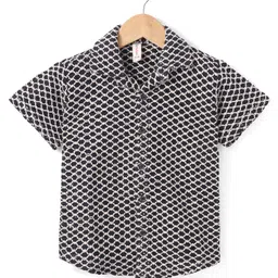 Dapper Dudes Half Sleeves Crochet Embroidered Shirt - Black-picture-20