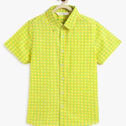 Campana 100% Cotton Half Sleeves Polka Dots Printed Shirt - Yellow & Green-picture-24