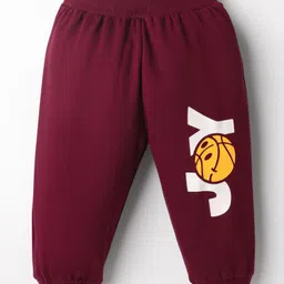 Tango Looper Knit Full Length Lounge Pant With Text Print - Maroon-picture-12