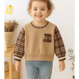 NEUDIS Knit Full Sleeves Bear Designed & Checked Sweater - Brown-picture-18