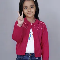 JoE Hazel Full Sleeves Sequin Embellished Starry Cardi Sweater - Pink image 3