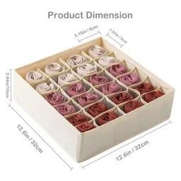 House of Quirk Non Woven 3 Pack Closet Socks Organizer Drawer Divider 16 + 24 Cell Collapsible Closet Cabinet Organizer Storage Boxes - Grey image 2
