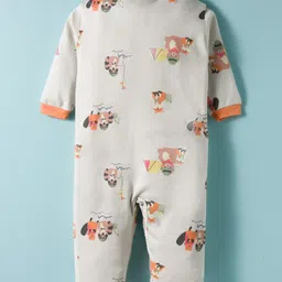 Kidi Wav Full Sleeves Fishing Squirrel Printed Sleepsuit - Brown image 2
