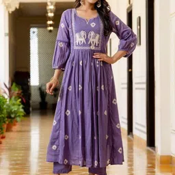 AREEH Women Bandhani Embroidered Thread Work Pure Cotton Kurta with Palazzos & Dupatta image 4