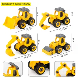 Fiddlerz Construction Truck Toy For Kids SET OF 4 Take Apart Vehicles with Screwdriver Diy Building Playset Toy(Yellow) image 3