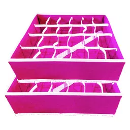 House of Quirk Non Woven 3 Pack Closet Socks Organizer Drawer Divider 16 + 24 Cell Collapsible Closet Cabinet Organizer Storage Boxes - Grey image 3