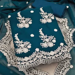 HERE&NOW Embroidered Silk Georgette Unstitched Dress Material-picture-25