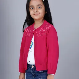 JoE Hazel Full Sleeves Sequin Embellished Starry Cardi Sweater - Pink image 5